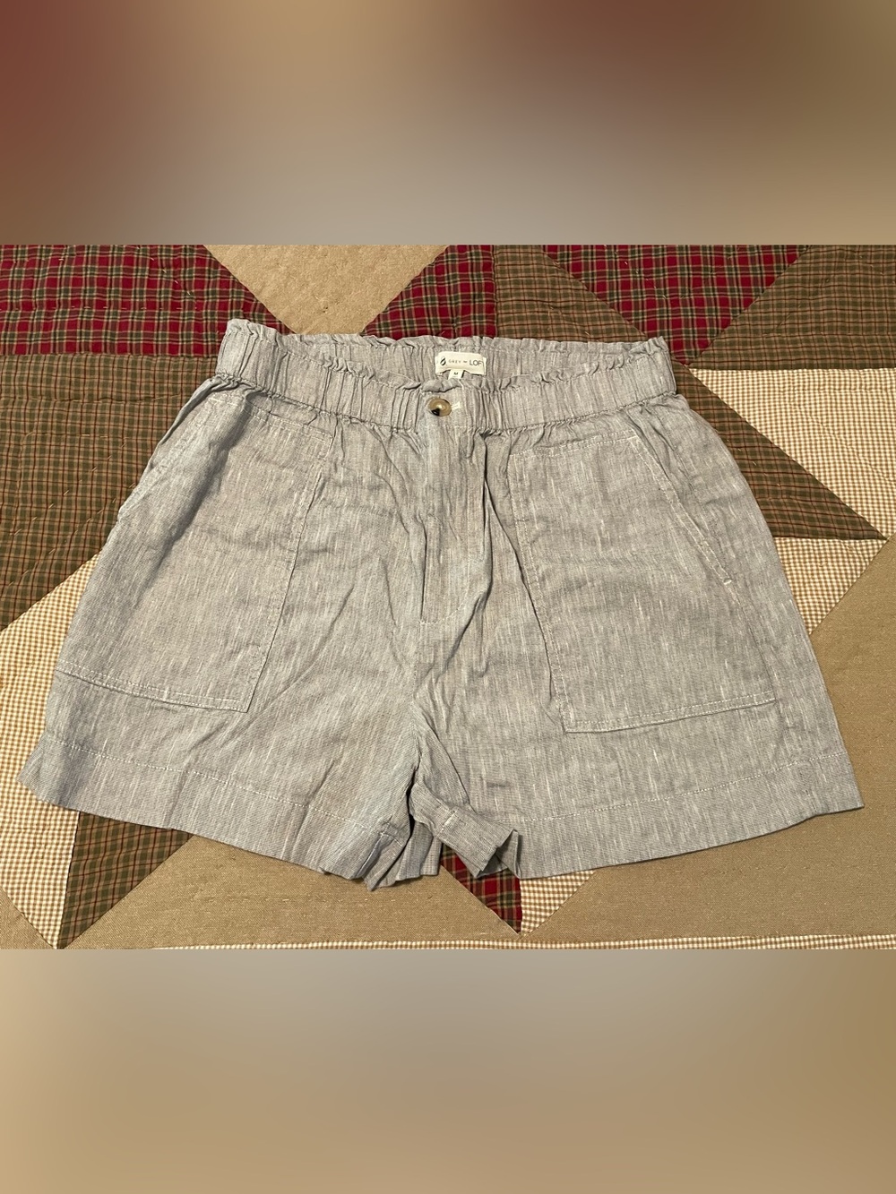 Women’s Grey for LOFT Seersucker Elastic Waist Shorts Size M